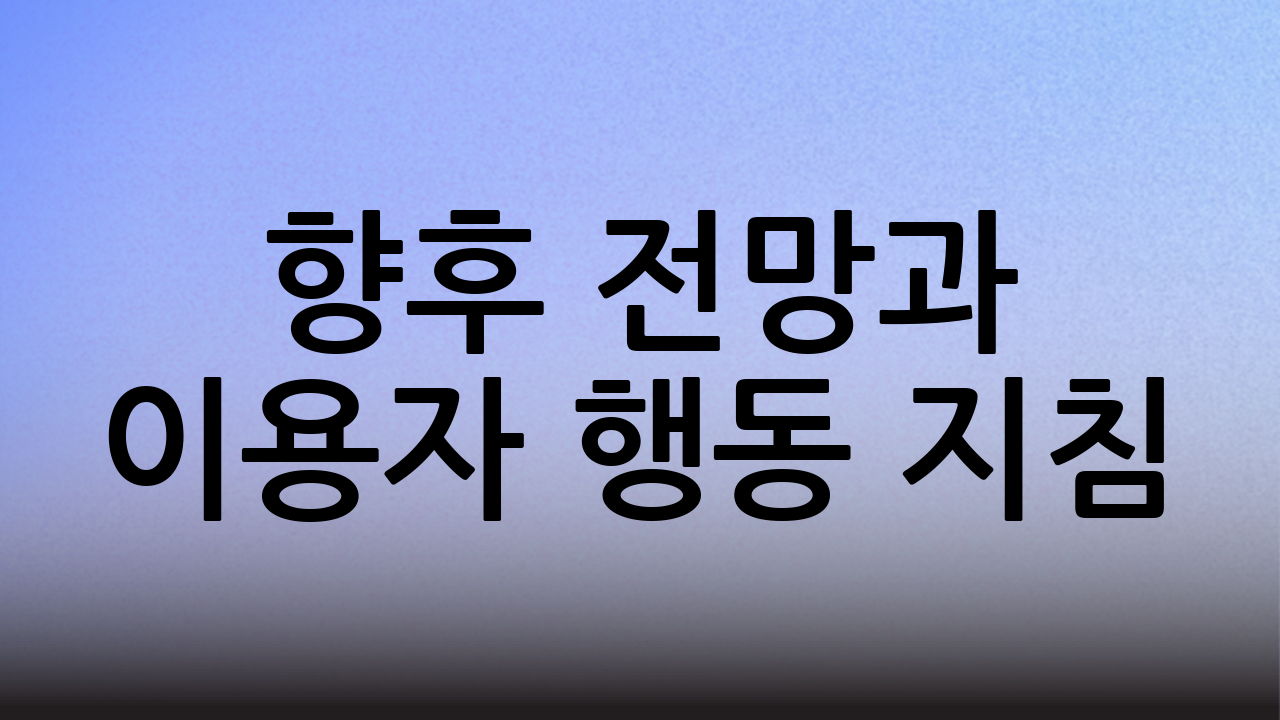 향후 전망과 이용자 행동 지침