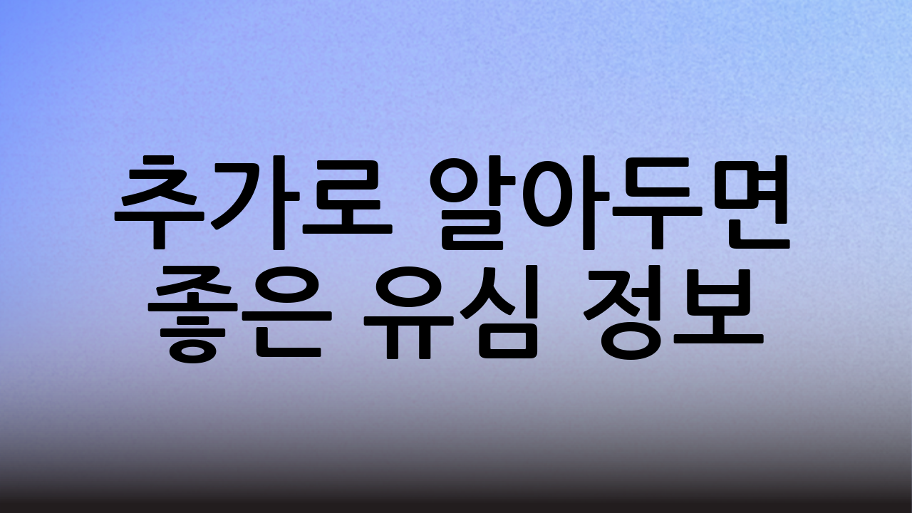 추가로 알아두면 좋은 유심 정보
