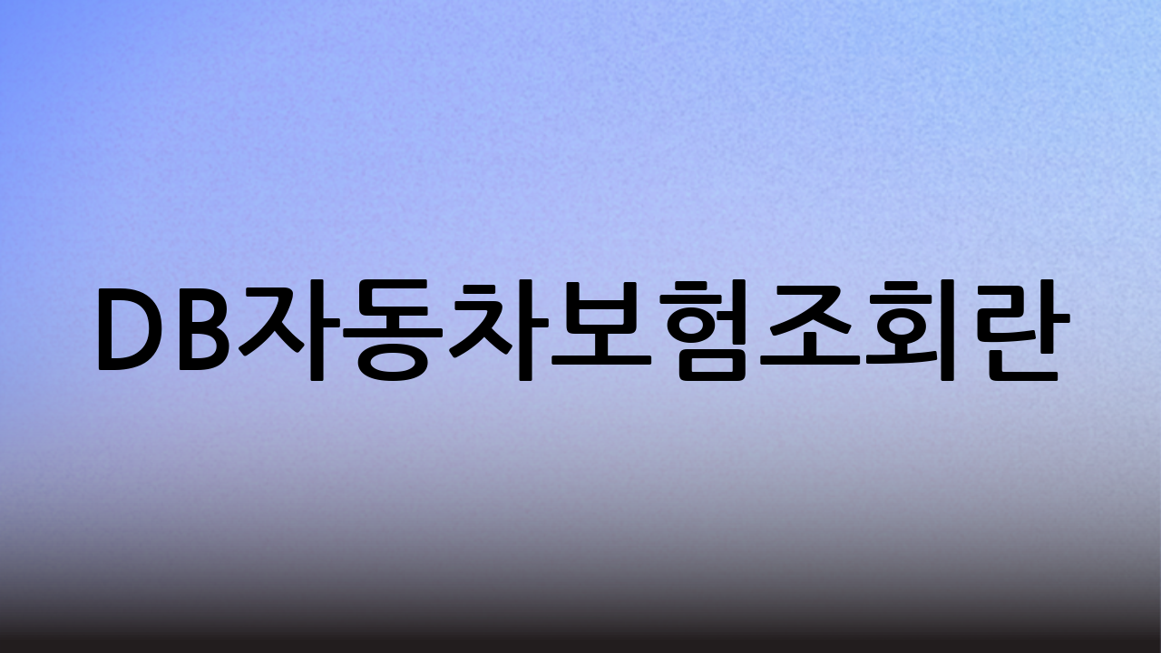 DB자동차보험조회란?