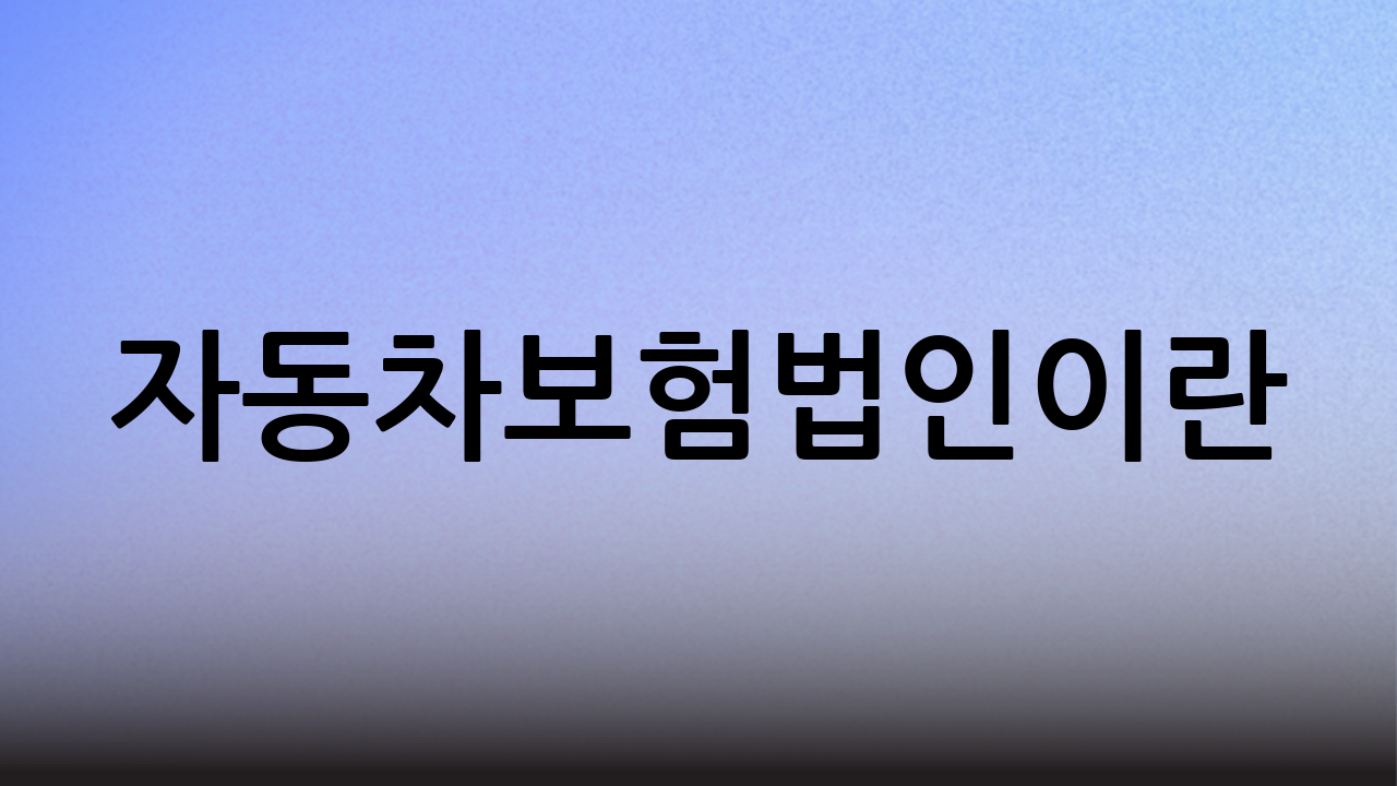 자동차보험법인이란?
