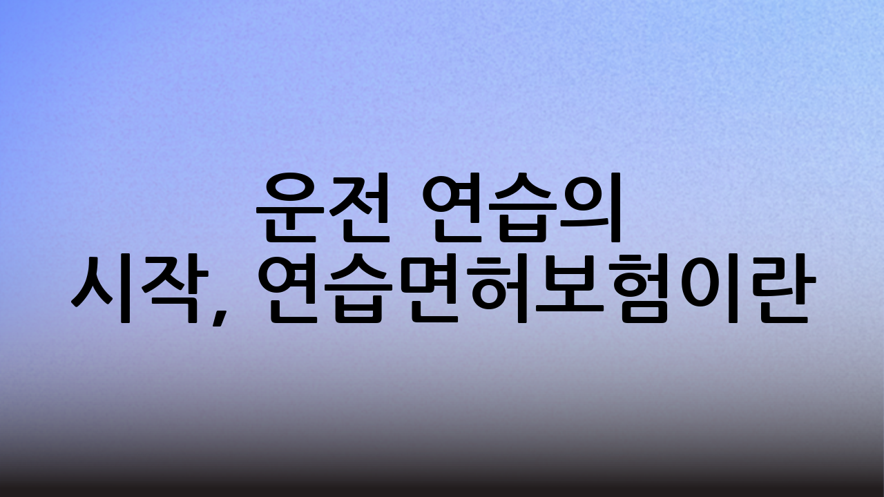 운전 연습의 시작, 연습면허보험이란?