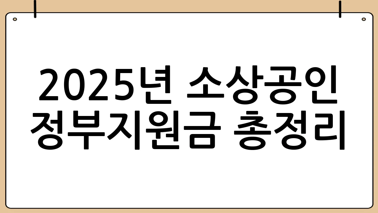2025년 소상공인 정부지원금 총정리