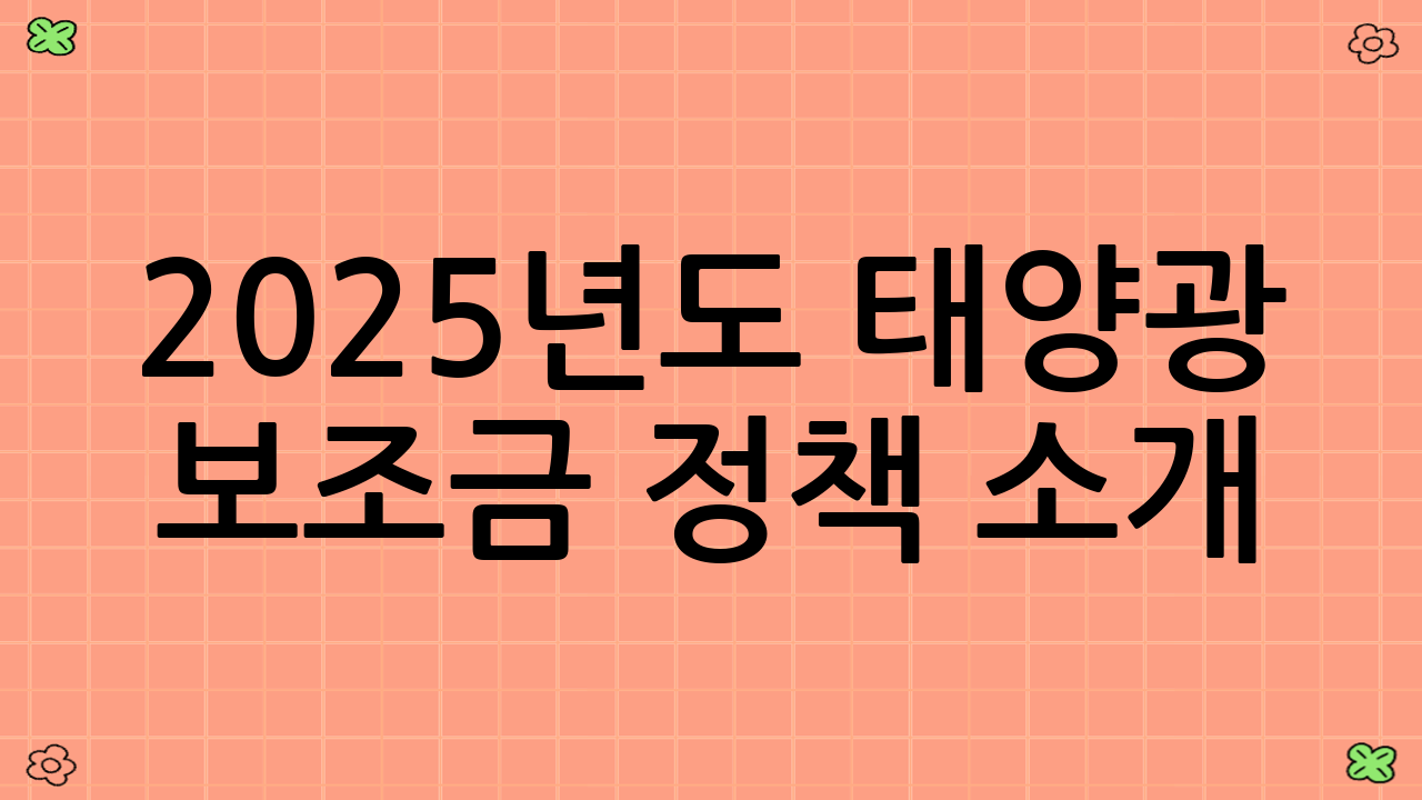 2025년도 태양광 보조금 정책 소개