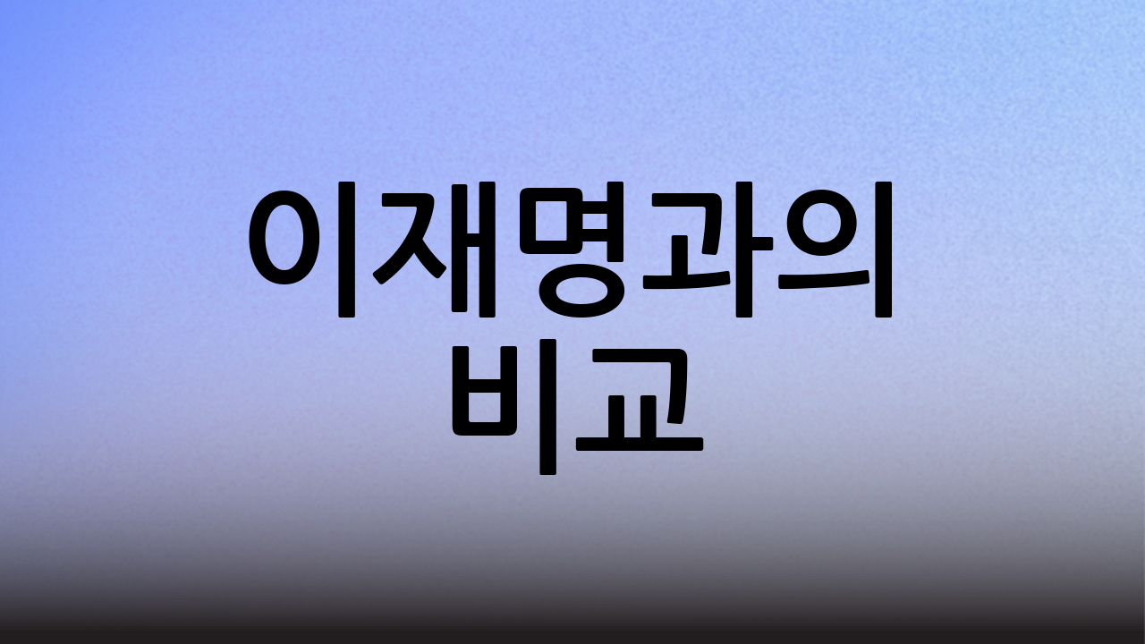 이재명과의 비교: 정책과 이미지