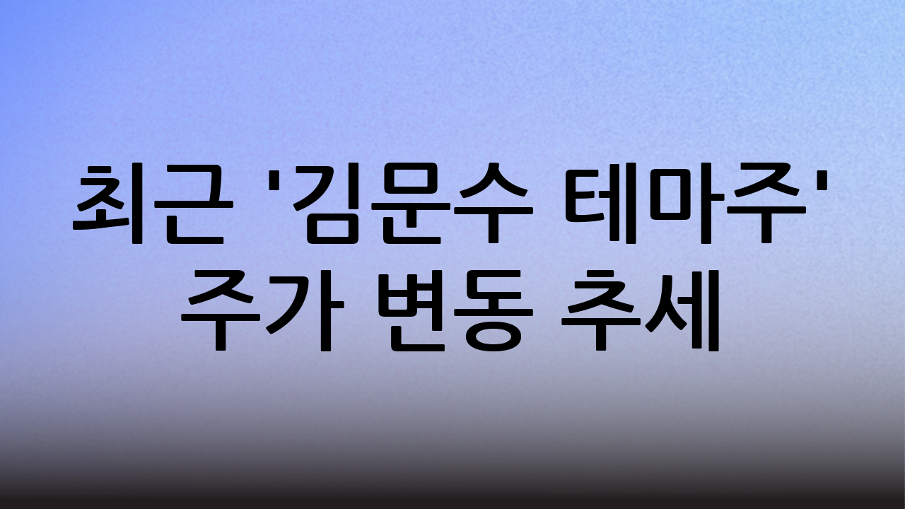 최근 '김문수 테마주' 주가 변동 추세