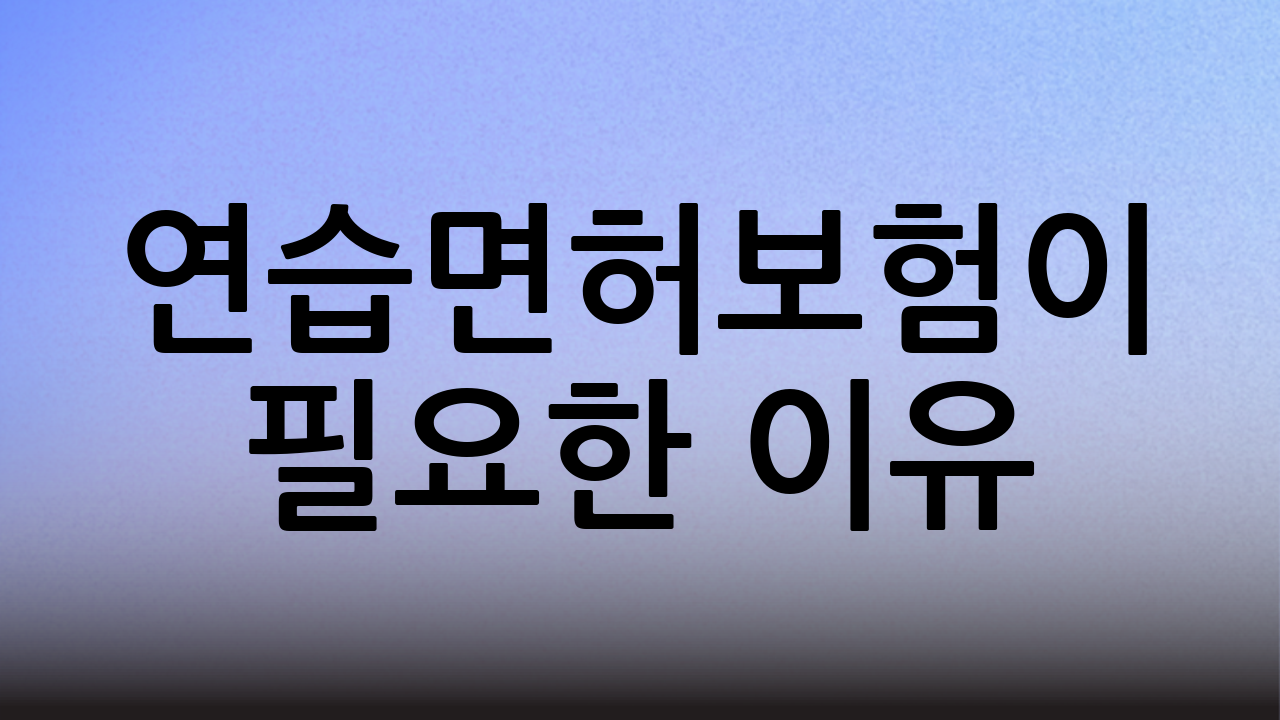 연습면허보험이 필요한 이유
