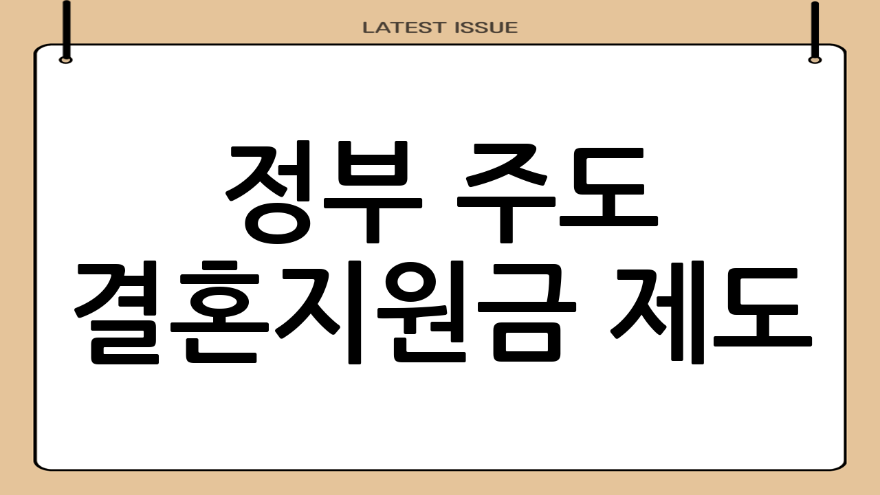 🏡 정부 주도 결혼지원금 제도