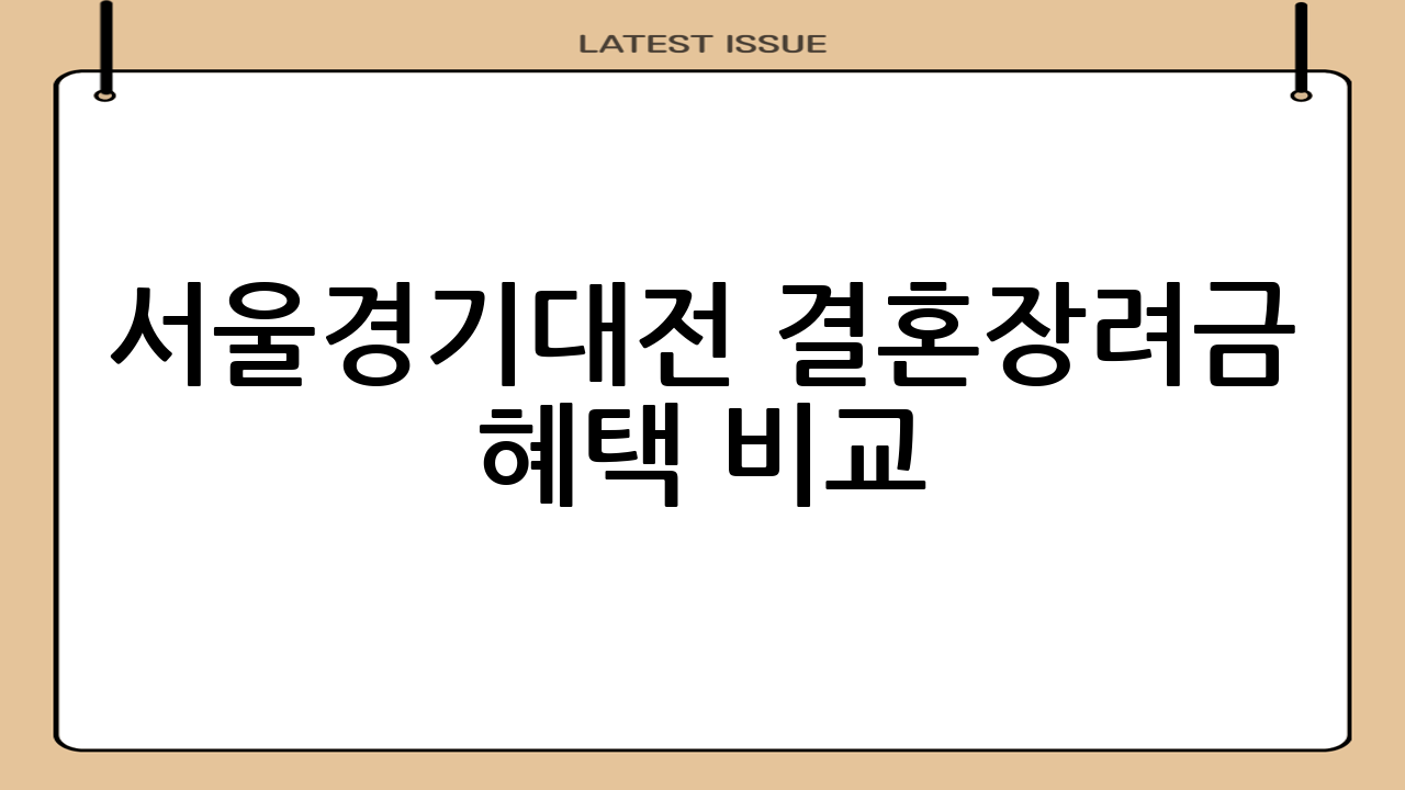 서울·경기·대전 결혼장려금 혜택 비교
