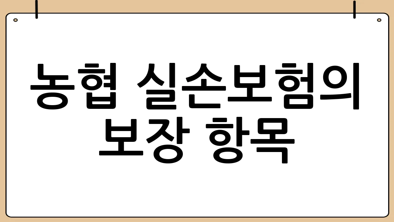 농협 실손보험의 보장 항목