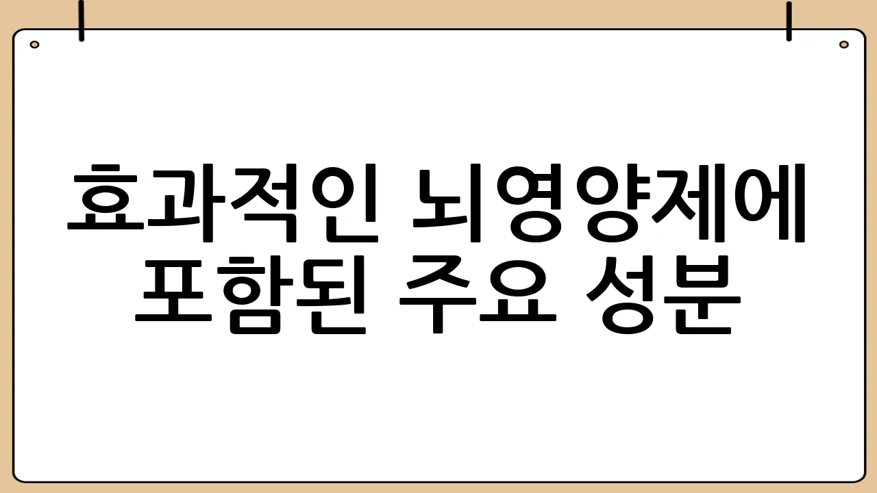 효과적인 뇌영양제에 포함된 주요 성분