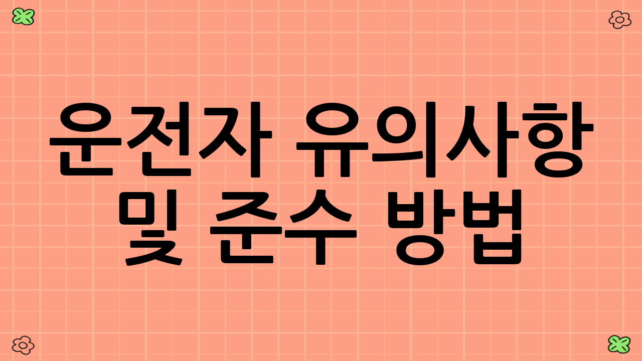 운전자 유의사항 및 준수 방법