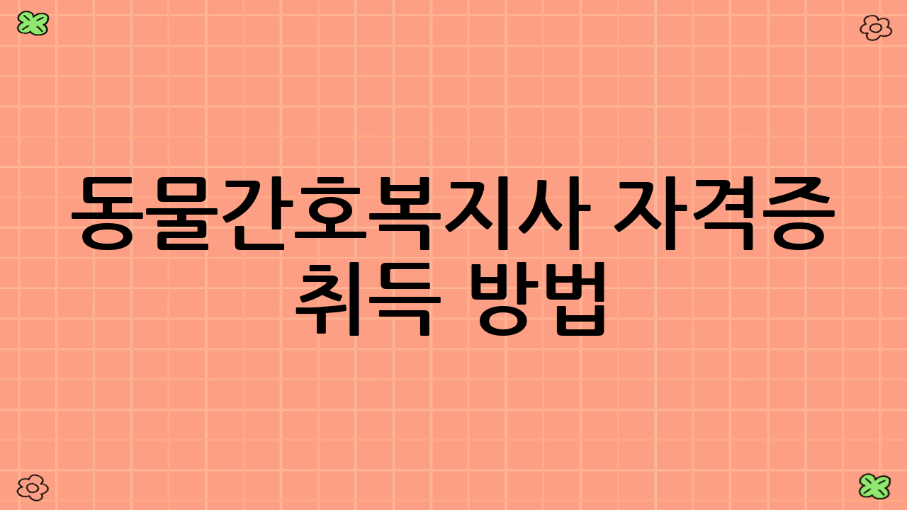 동물간호복지사 자격증 취득 방법