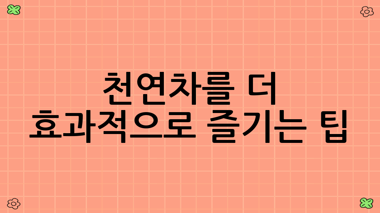 천연차를 더 효과적으로 즐기는 팁