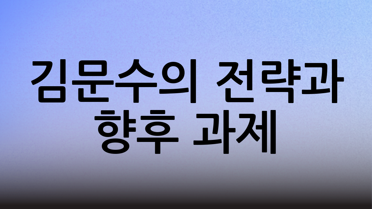 김문수의 전략과 향후 과제
