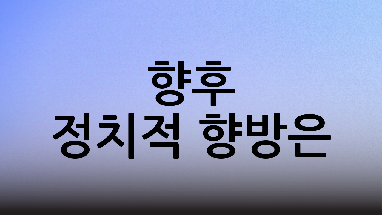 향후 정치적 향방은?