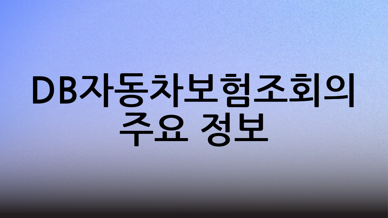 DB자동차보험조회의 주요 정보