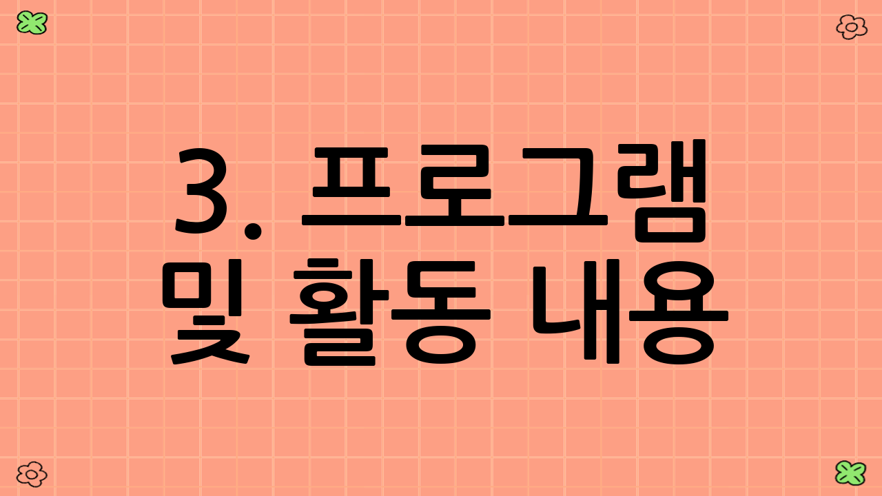 3. 프로그램 및 활동 내용