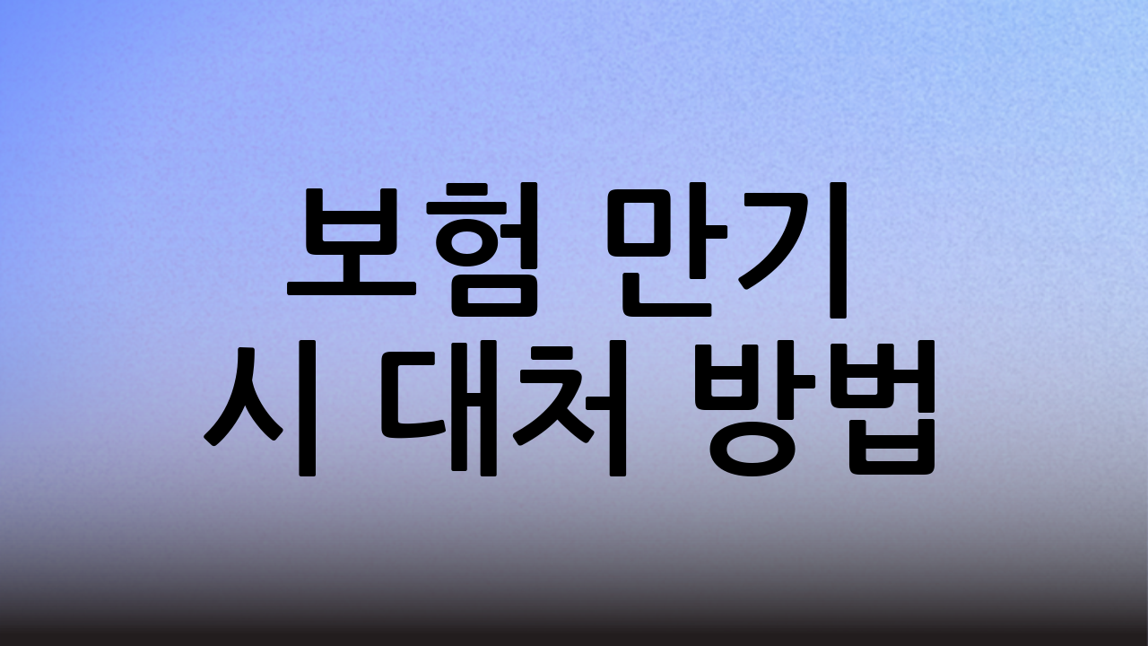 보험 만기 시 대처 방법