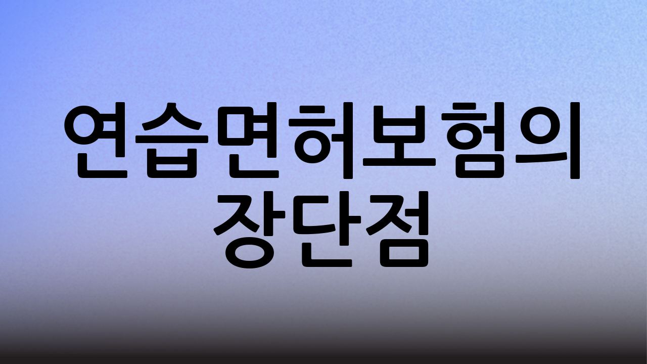 연습면허보험의 장단점