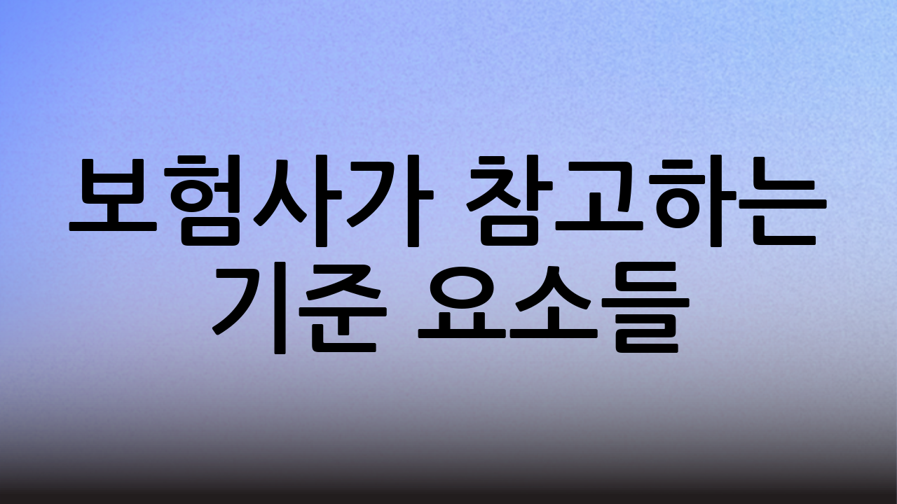보험사가 참고하는 기준 요소들
