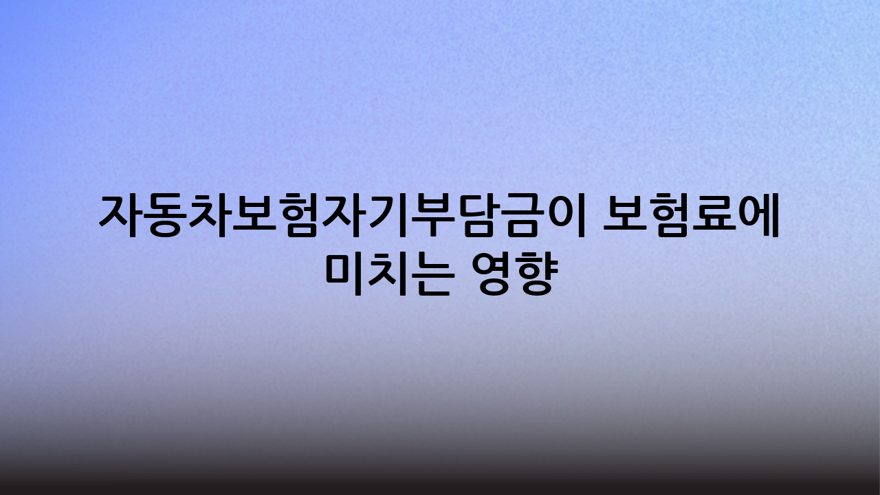 자동차보험자기부담금이 보험료에 미치는 영향