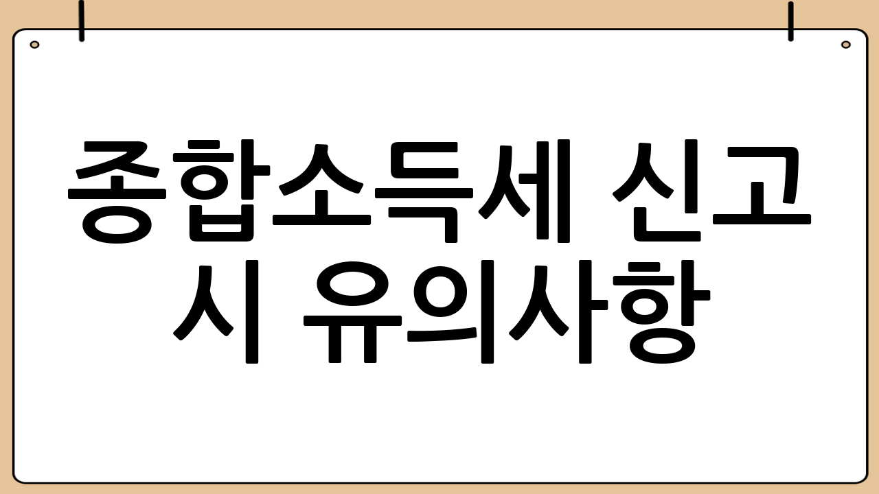 종합소득세 신고 시 유의사항
