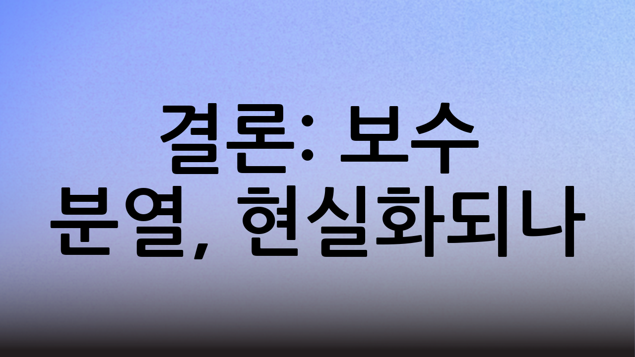 결론: 보수 분열, 현실화되나?