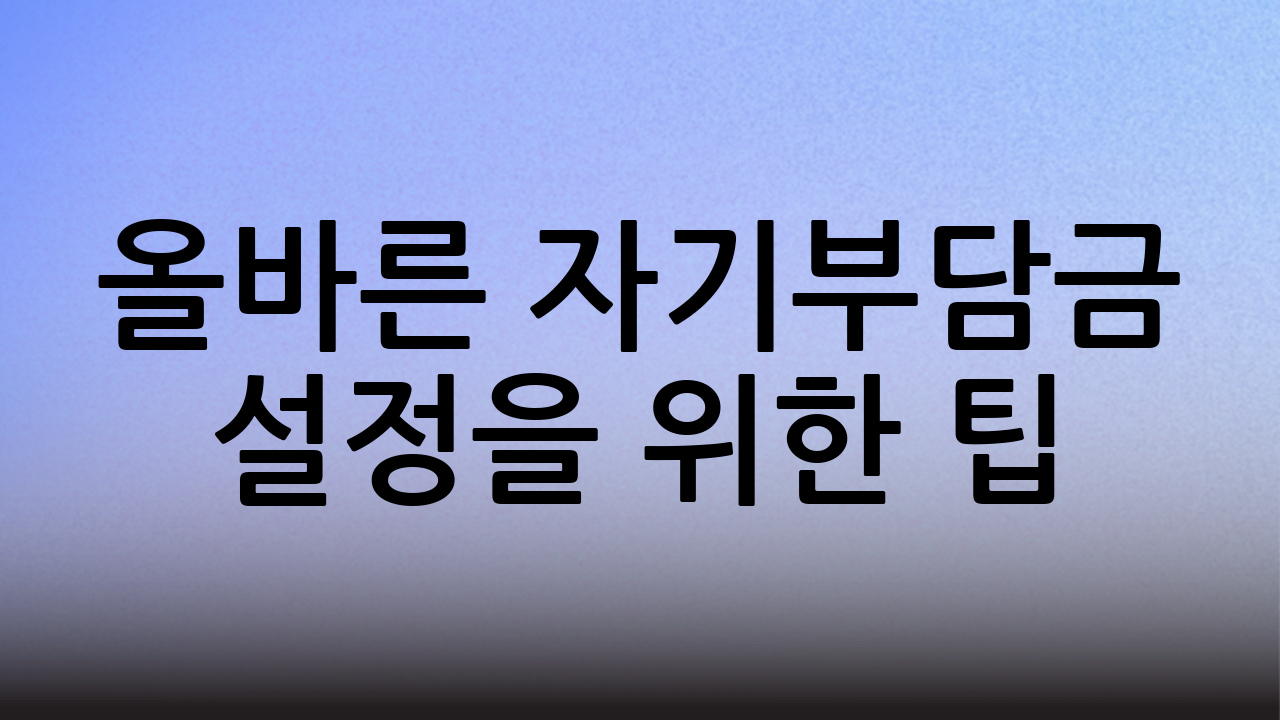 올바른 자기부담금 설정을 위한 팁