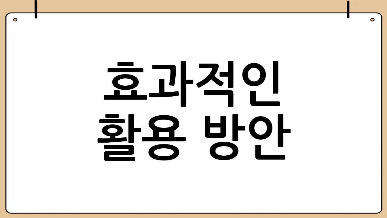 효과적인 활용 방안