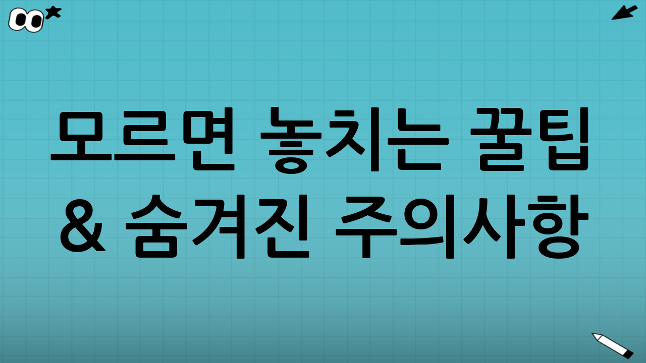 ❗ 모르면 놓치는 꿀팁 & 숨겨진 주의사항