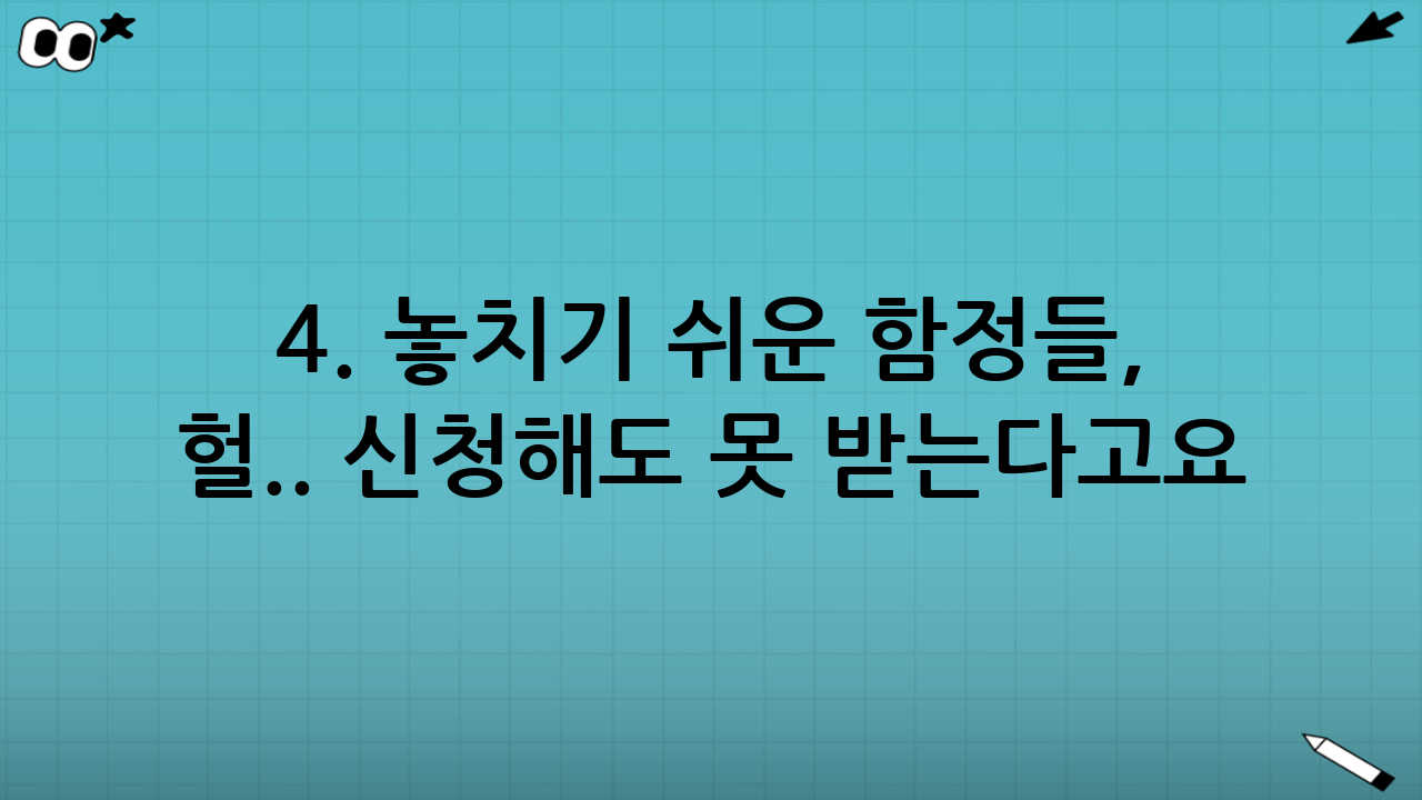 🐍 4. 놓치기 쉬운 함정들, 헐.. 신청해도 못 받는다고요?