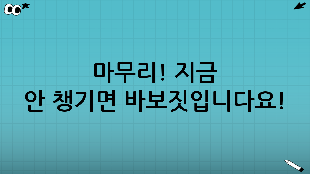 ✅ 마무리! 지금 안 챙기면 바보짓입니다요!