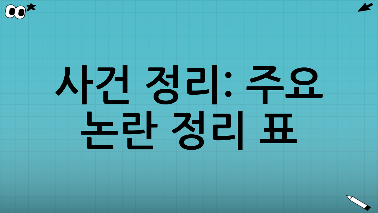 사건 정리: 주요 논란 정리 표