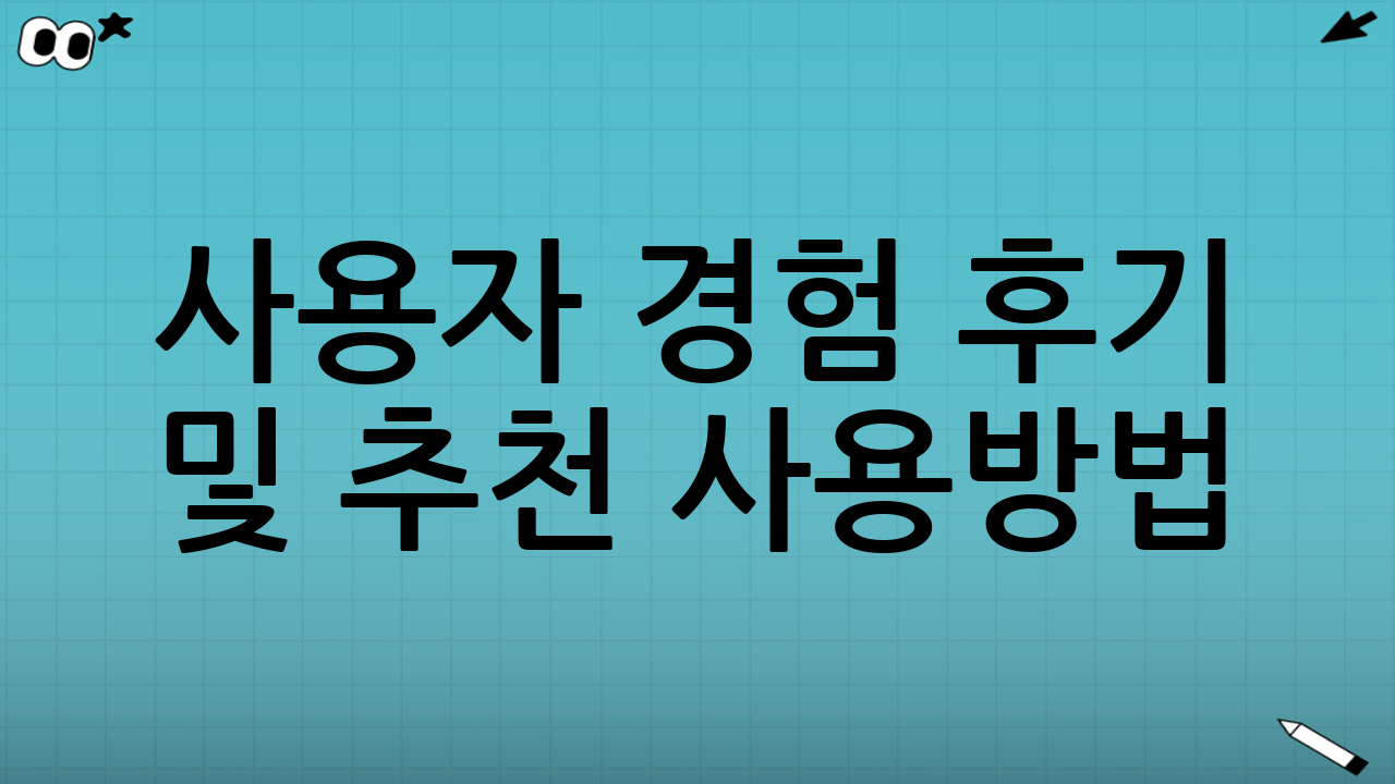 사용자 경험 후기 및 추천 사용방법