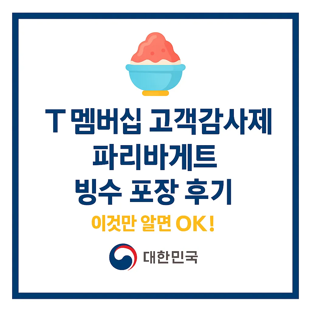 T멤버십 할인으로 구입한 파리바게트 팥빙수 포장 모습