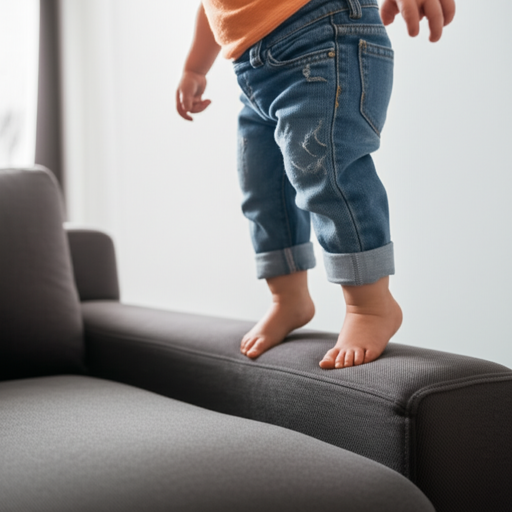 Q5: 아이가 발판을 딛고 일어서서 위험하지 않나요?