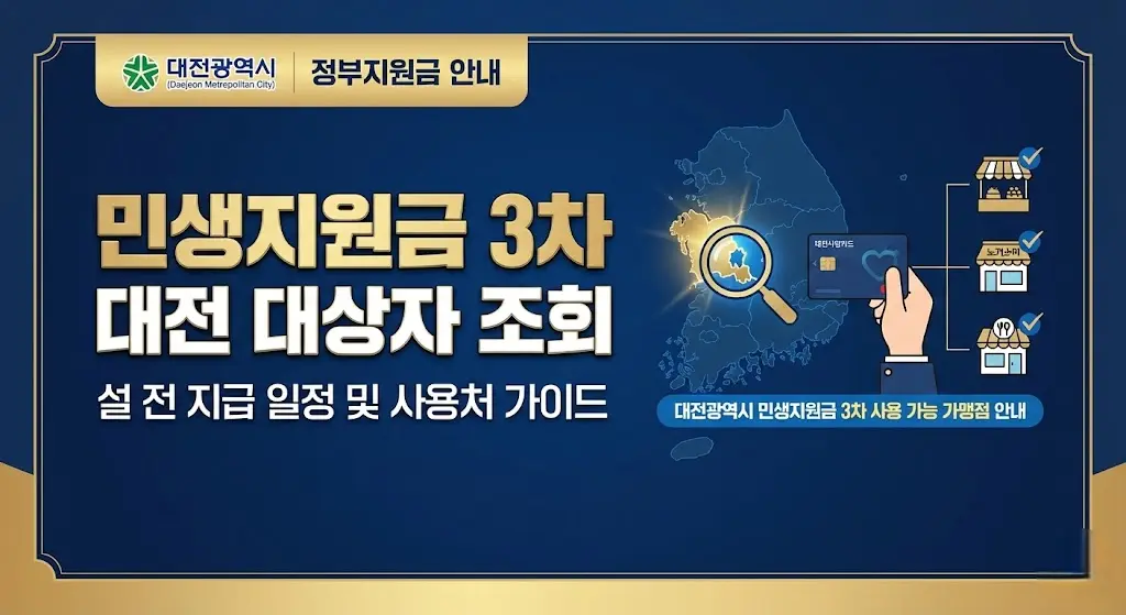 민생지원금 3차 대전 신청방법 대상자 조회 ｜설 전 지급 일정 및 사용처 가이드