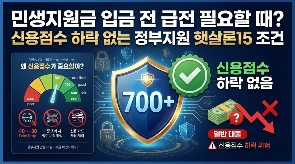 민생지원금 입금 전 급전 필요할 때? 신용점수 하락 없는 정부지원 햇살론15 조건 2 정부지원 햇살론15