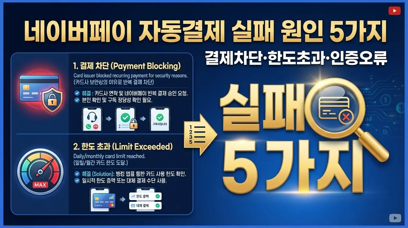 네이버페이 자동결제 실패 원인