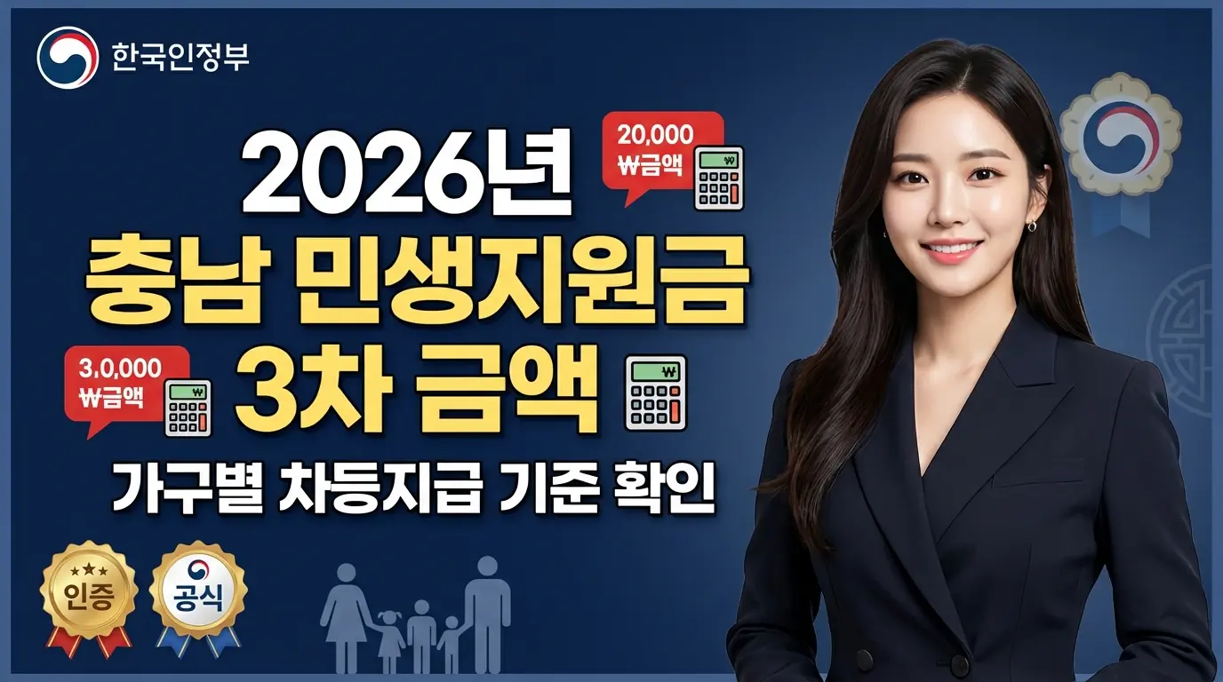 2026년 충남 민생지원금 3차 금액 계산기 활용하기 (+가구별 차등지급 기준 5초 확인)