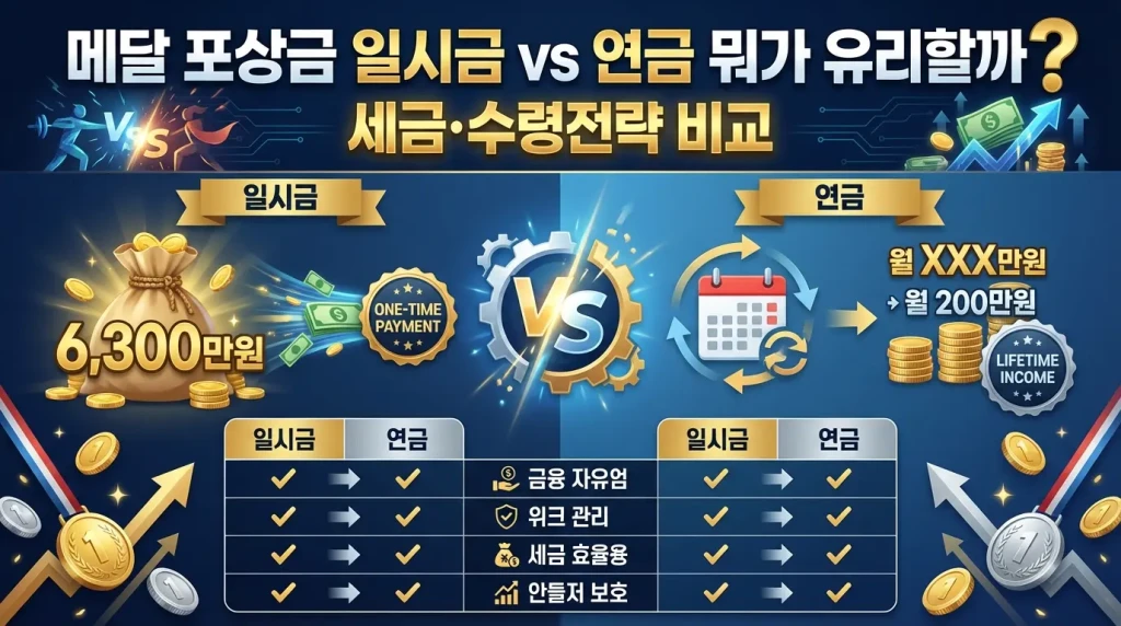 메달 포상금 일시금