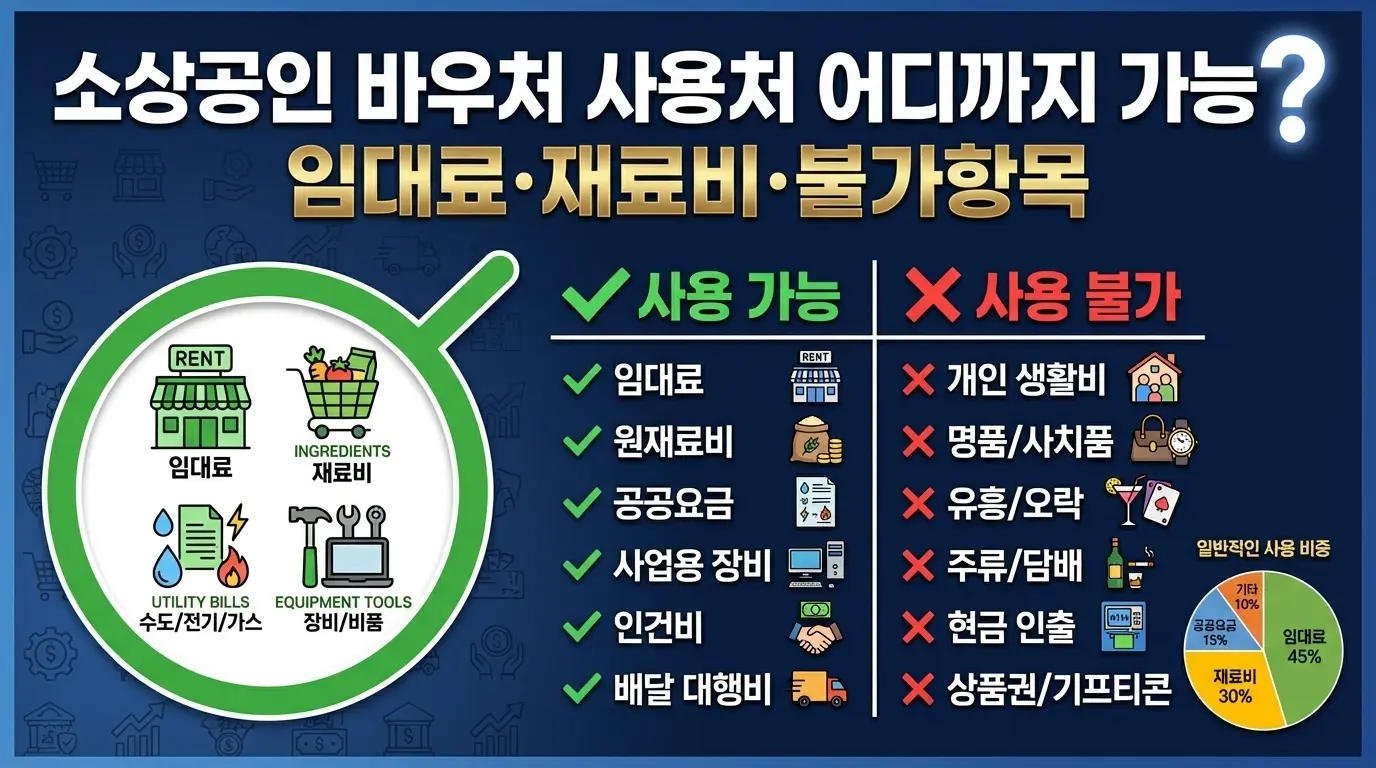 소상공인 바우처 사용처 어디까지 가능? (+임대료·재료비·불가항목)