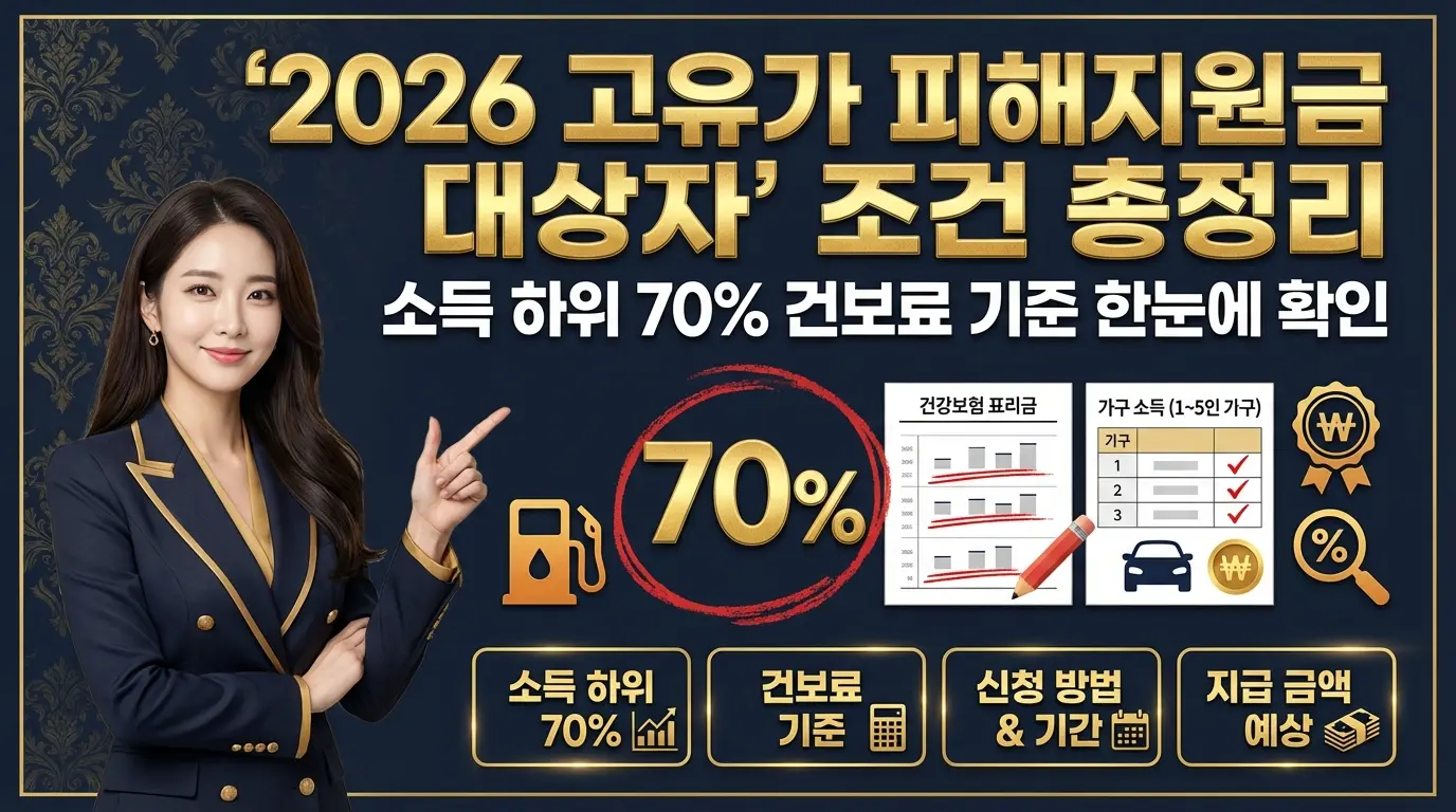 2026 고유가 피해지원금 대상자 조건 총정리 – 소득 하위 70% 건보료 기준 한눈에 확인