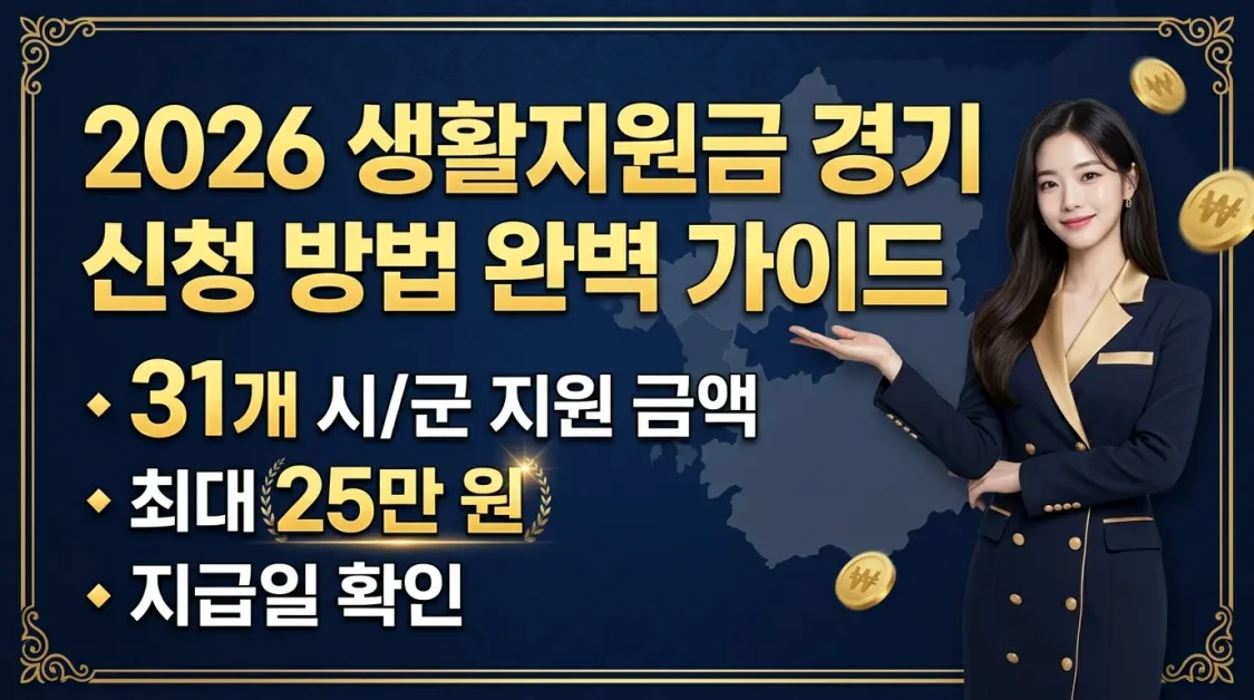 2026 민생지원금 경기 신청방법 총정리(+31개 시·군별 지원금액·최대 25만원·지급일 확인) 2 luxurious youtube thumbnail with navy blue backgro 1774520832099