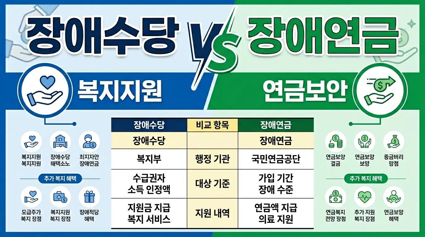 장애수당 vs 장애연금 차이