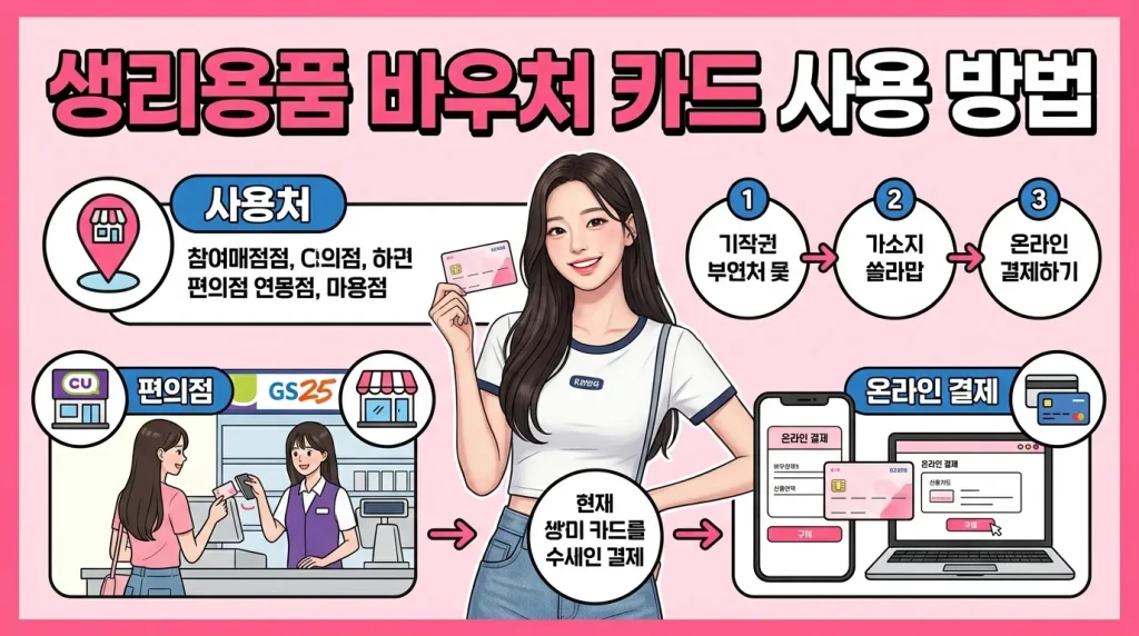 생리용품 바우처 카드 사용 방법