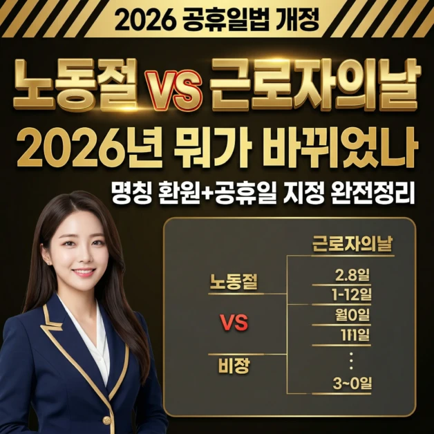 2026 노동절 공휴일 vs 근로자의날 차이 | 이번에 뭐가 바뀐 건지 쉽게 정리 2 a premium korean government policy announcement th 1775319335227