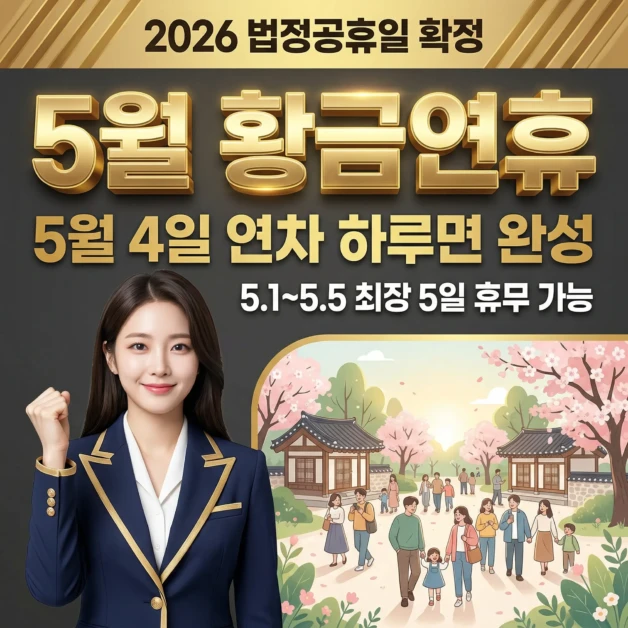 5월 4일 연차 하루로 5일 황금연휴 만드는 법 | 2026 노동절 공휴일 확정 완전정리 2 5월 4일 연차 하루로 5일 황금연휴 만드는 법