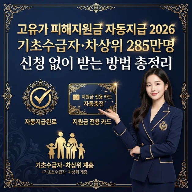 고유가 피해지원금 자동지급 2026 기초수급자·차상위 285만명 신청 없이 받는 방법 총정리 2 고유가 피해지원금