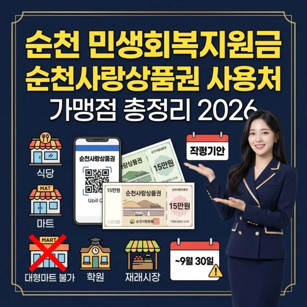 순천 민생회복지원금 순천사랑상품권 사용처 가맹점 총정리 2026 2 premium government support thumbnail with elegant 1775392957691